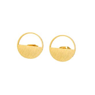 Generic Hollow Semicircle Stainless Steel Earrings for Women Cute Stud Earrings Simple Geometric Base Earing Gifts Minimalist Jewelry Professional and Fashion