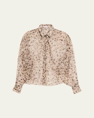 Brunello Cucinelli Printed Silk Chiffon Shirt
