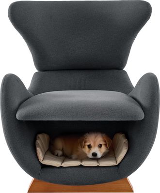 STILVORA Sill&oacute;n Lounge Con Cueva Para Mascota Tejido Antiarazos Asiento Ergon&oacute;mico Patas De Madera Tela Gris