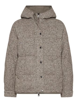 Brunello Cucinelli Chevron Down Jacket With Hoodie