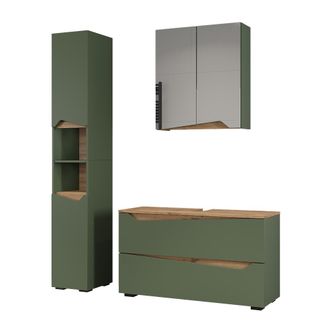 Vicco Juego De Muebles De Ba&ntilde;o De 3 Piezas Marelle, Verde/roble Artesanal, 3 Partes, Vicco