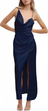 Significant Other Aria Satin Dress In Midnight Blue