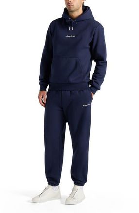 Mani&egrave;re De Voir Signature Regular Fit Cuffed Sweatpants in Navy at Nordstrom, Size Xx-Large