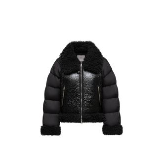 Moncler Rubrouk Teddy-trimmed Short Down Jacket Black Size 00