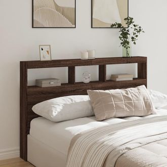 vidaXL Cabecero De Cama Con Luz Led Marr&oacute;n Roble 160x17x102 Cm Vidaxl