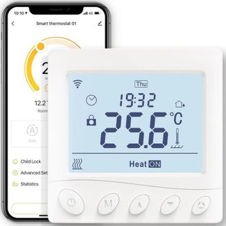 OEM Termostato Inteligente Wi-fi Blanco Para Calefacci&oacute;n El&eacute;ctrica Por Suelo Radiante, Control Remoto Con Temporizador, No Requiere Concentrador, Compatib