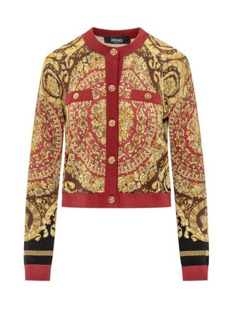 Versace Multicolor Printed Round Neck Cardigan