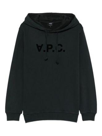 A.P.C. logo hoodie - men - Cotton - L - Black
