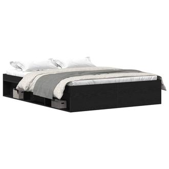Berkfield Home Bed Frame without Mattress Black Oak 150x200 cm Engineered Wood