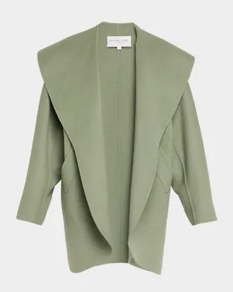 Michael Kors Shawl Clutch Coat Double-Faced Plush Wool