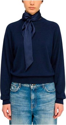 Semicouture Maglia Kathi - Dames - Ronde hals truien - Blauw - M - Wol - Truien & Vesten