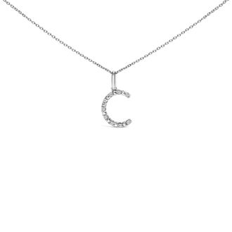 House of Brilliance Sterling Silver Diamond Accent C Initial Pendant Necklace