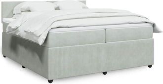 vidaXL Vidaxl - Cama Box Spring Con Colch&oacute;n Terciopelo Gris Claro 200x200 Cm
