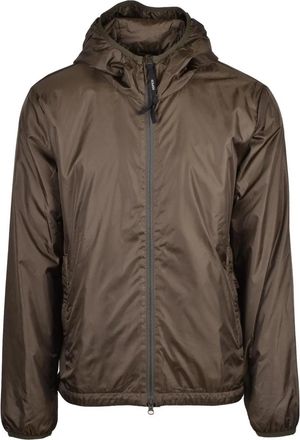 Aspesi Lightweight Green Nylon Jacket with Zip Closure and Attached Hood