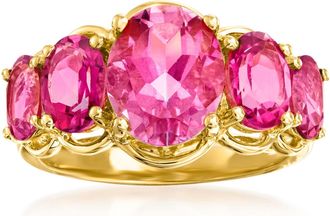 Ross-Simons Pink Topaz 5-Stone Ring in 18kt Gold Over Sterling