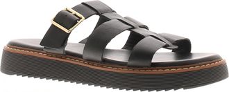 Hush Puppies Dames Sandalen Celeste Slip-On Gladiator Leer Gesp Zwart