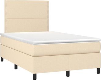 vidaXL Cama Box Spring Con Colch&oacute;n Y Led Tela Crema 120x200 Cm Vidaxl