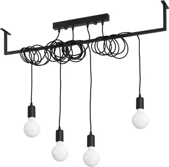 ETC Shop Lampada A Sospensione, Regolabile In Altezza, Nera Lampada A Sospensione, Lampade A Fascio, Sala Da Pranzo Lampada A Sospensione, Nera, 4 Fiamme In Ac