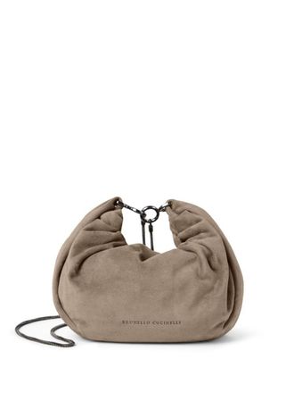 Brunello Cucinelli Suede Hobo Brioche Handbag