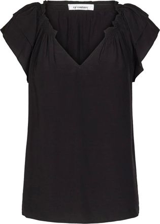 Co'Couture Overhemden, Dames, Zwart, XL, Zwarte Sunrise Top met korte mouwen