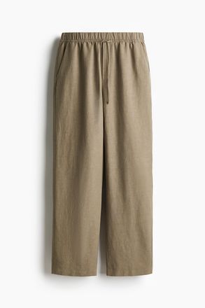 H&M Kordelzughose aus Leinenmix - Khakigr&uuml;n