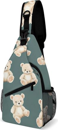 Generic Teddy Bears Funny Unisex Shoulder Bags Casual Crossbody Chest Bag Sling Backpack for Hiking Cycling Travel