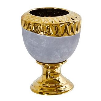 Nearly Natural 9.25-in Regal Stone Urn with Gold Accents in Gray at Nordstrom
