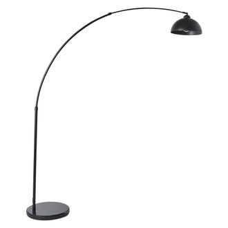Beliani L&aacute;mpara De Pie De Arco Estilo Moderno Sala De Estar Base De M&aacute;rmol Estructura De Metal Pantalla Ajustable Negro Cagayan