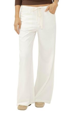 Silver Jeans Co Beach Wide Leg Drawstring Jeans in Ecru at Nordstrom, Size 26 X 30