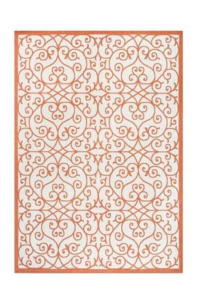 Jonathan Y Designs Madrid Vintage Filigree Textured Weave Indoor/Outdoor Area Rug in Cream/orange at Nordstrom, Size 2Ft 0In X 8Ft 0In