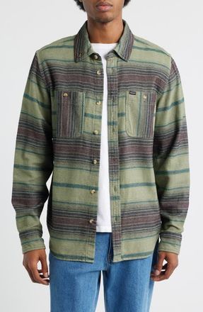 Dark Seas Summit Multi Stripe Flannel Button-Up Shirt in Brown/Olive at Nordstrom, Size Xx-Large
