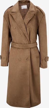 Frankie Shop Langer Trenchcoat aus Kunstwildleder mit Doppelknopfleiste Pembroke