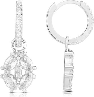 Sphera Milano Cubic Zirconia Drop Huggie Hoop Earrings in Silver at Nordstrom Rack