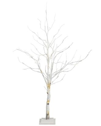 Nearly Natural 4ft Pre-Lit Artificial White Birch Tree with 51 White LED Lights