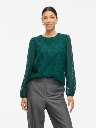 Vila Blusenshirt VILA VIMIKA O-NECK L/S TOP - NOOS, Damen, Gr. 34, gr&uuml;n (ponderosa pine), Jersey, Obermaterial: 100% Polyester, unifarben, regular fit norm