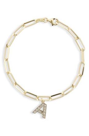 Meshmerise Diamond Initial Charm Bracelet in Yellow-A at Nordstrom Rack