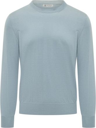 Brunello Cucinelli Light Blue Solid Sweaters