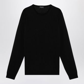 Roberto Collina Black Merino Wool Crew Neck Sweater