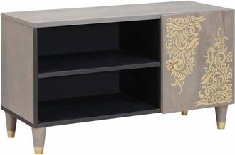 vidaXL Mueble De Tv Gris 80 X 33 X 46 Cm Madera De Mango Maciza Vidaxl