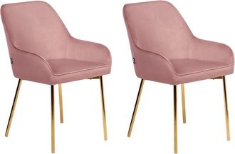 Beliani Conjunto de 2 sillas de comedor Terciopelo Rosa