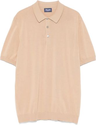 Drumohr Polo in cotone con ricamo logo - Toni neutri