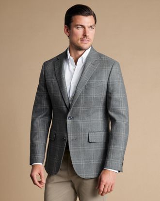 CHARLES TYRWHITT Wool Texture Jacket - Grey Size 38R R by Charles Tyrwhitt