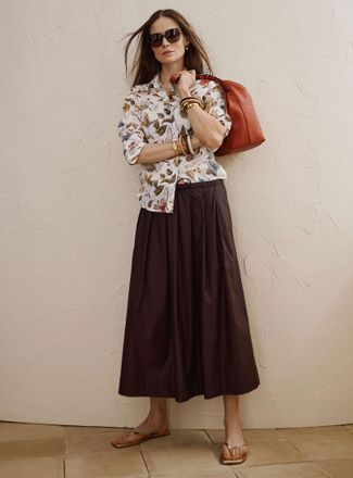 Contemporaine Womens Satiny drawcord-waist skirt