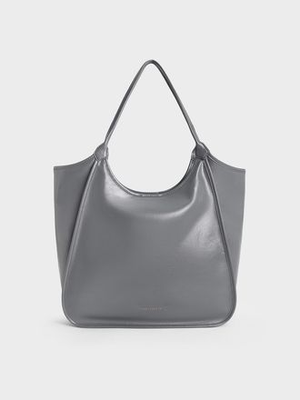 Charles & Keith Sianna Crinkle-Effect Slouchy Tote Bag