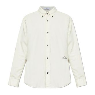 Stone Island Casual Shirts, male, Beige, Size: 2XL Shirt with embroidered logo