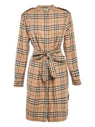 Burberry mini cotton check belted dress - Neutrals