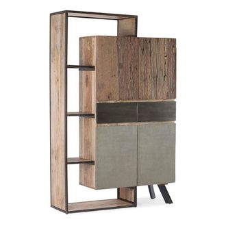 Konte Design Aparador de madera de mango y acero negro, 118x38x180 cm
