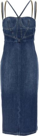Nensi Dojaka Ndss 25Den 020 Denim Midi Jurk - Dames - Casual kleedjes - Blauw - 2XS - Denim - Kleedjes