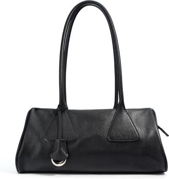 Generic Genuine Leather Womens Shoulder Bag Full-Grain Cowhide Handbag Large (Black)