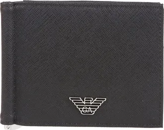 Emporio Armani Black Textured Logo Plaque Wallet
